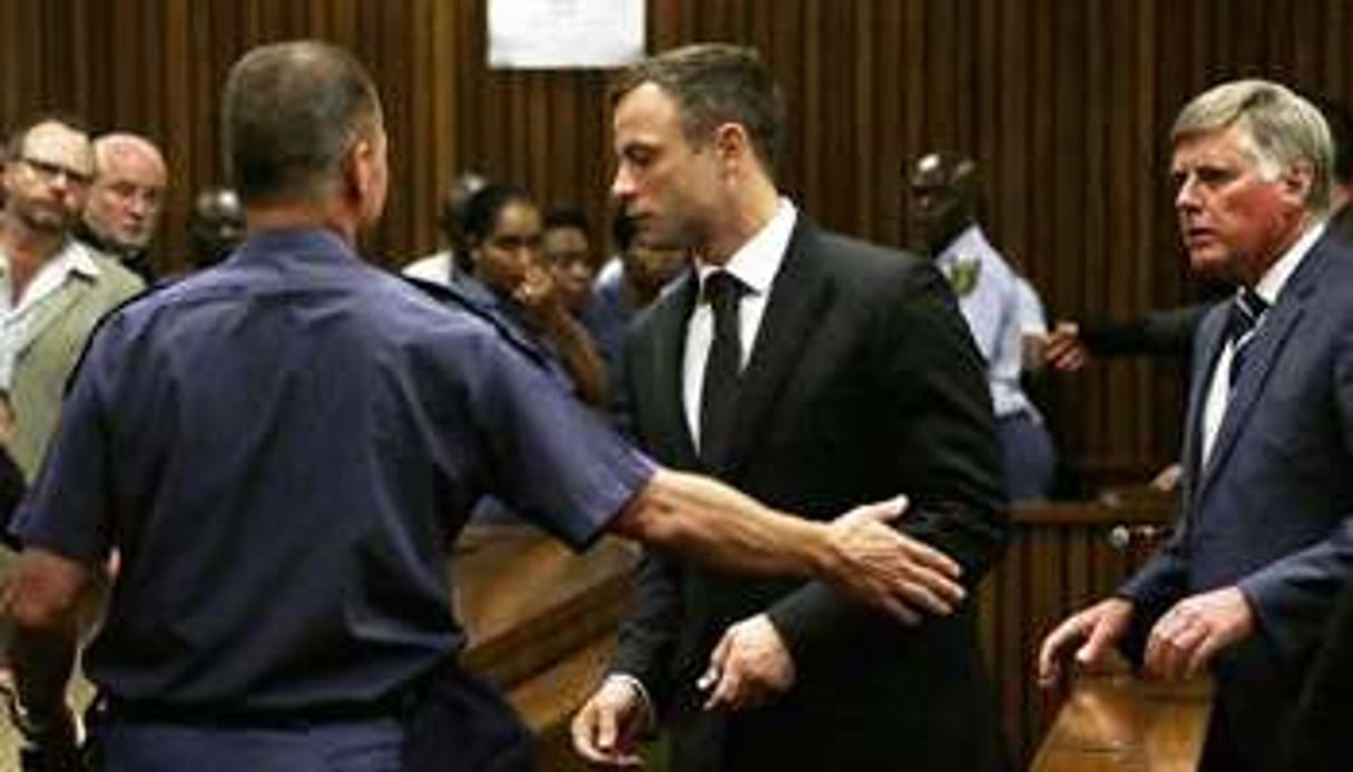 Oscar Pistorius après l’annonce de son verdict au tribunal à Pretoria, le 21 octobre 2014. © Themba Hadebe/AFP