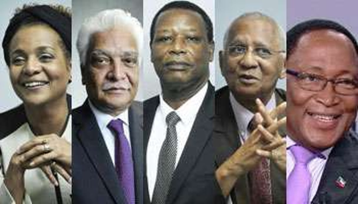 Les cinq candidats à la Francophonie. © Jeune Afrique/Capture d’écran YouTube.