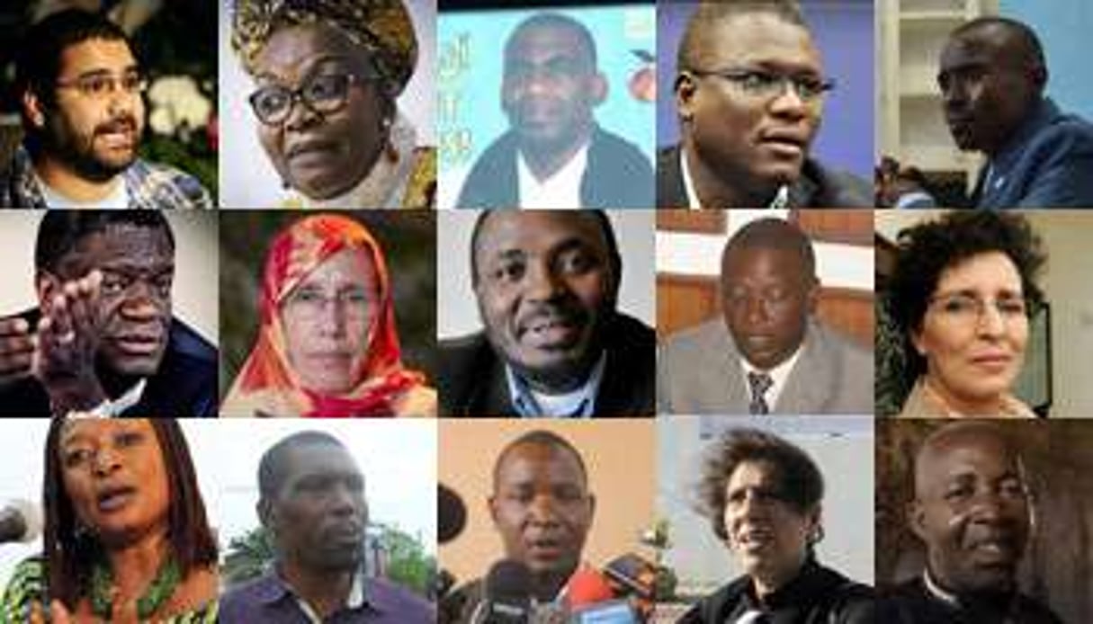 La sélection Jeune Afrique des défenseurs africains des droits de l’homme en 2014. © Montage JA