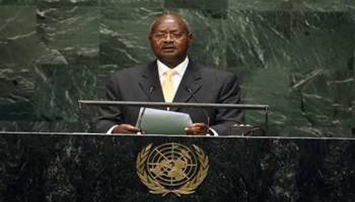 Yoweri Museveni à la tribune de l’Assemblée générale de l’ONU, à New York, le 24 septembre 2014 © AFP