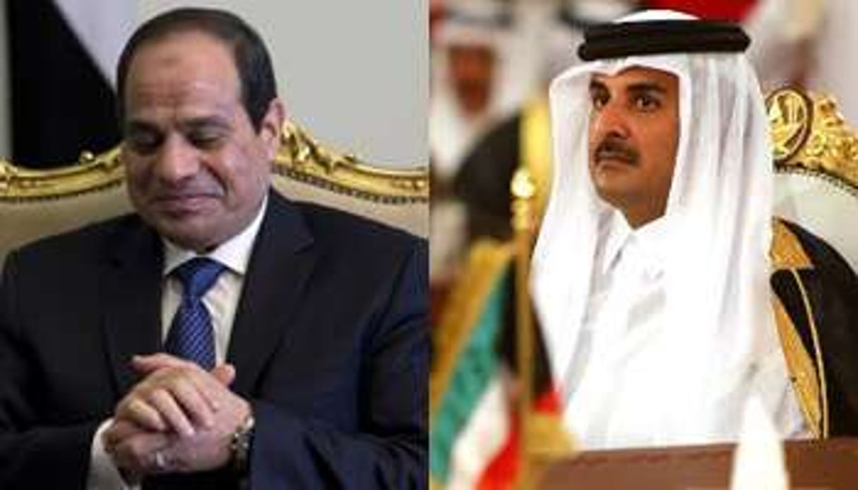 Abdelfattah al-Sissi et l’émir Al-Thani. © AFP/Montage J.A.