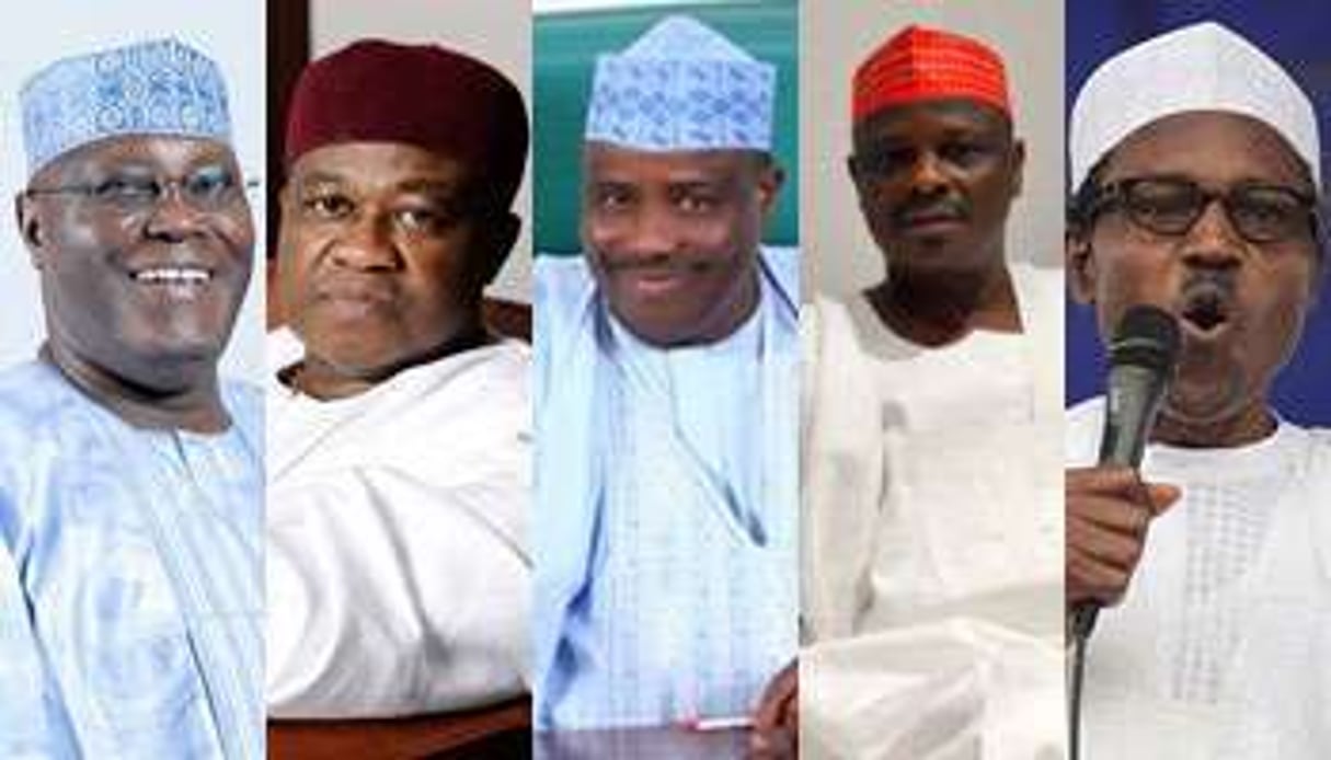 Atiku Abubakar, Sam Nda-Isaiah, Muhammadu Buhari, Rabiu Kwankwaso et Aminu Tambuwal. © DR