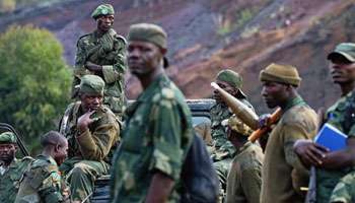 Des soldats de l’armée congolaise près de Goma, dans l’est de la RDC. © AFP
