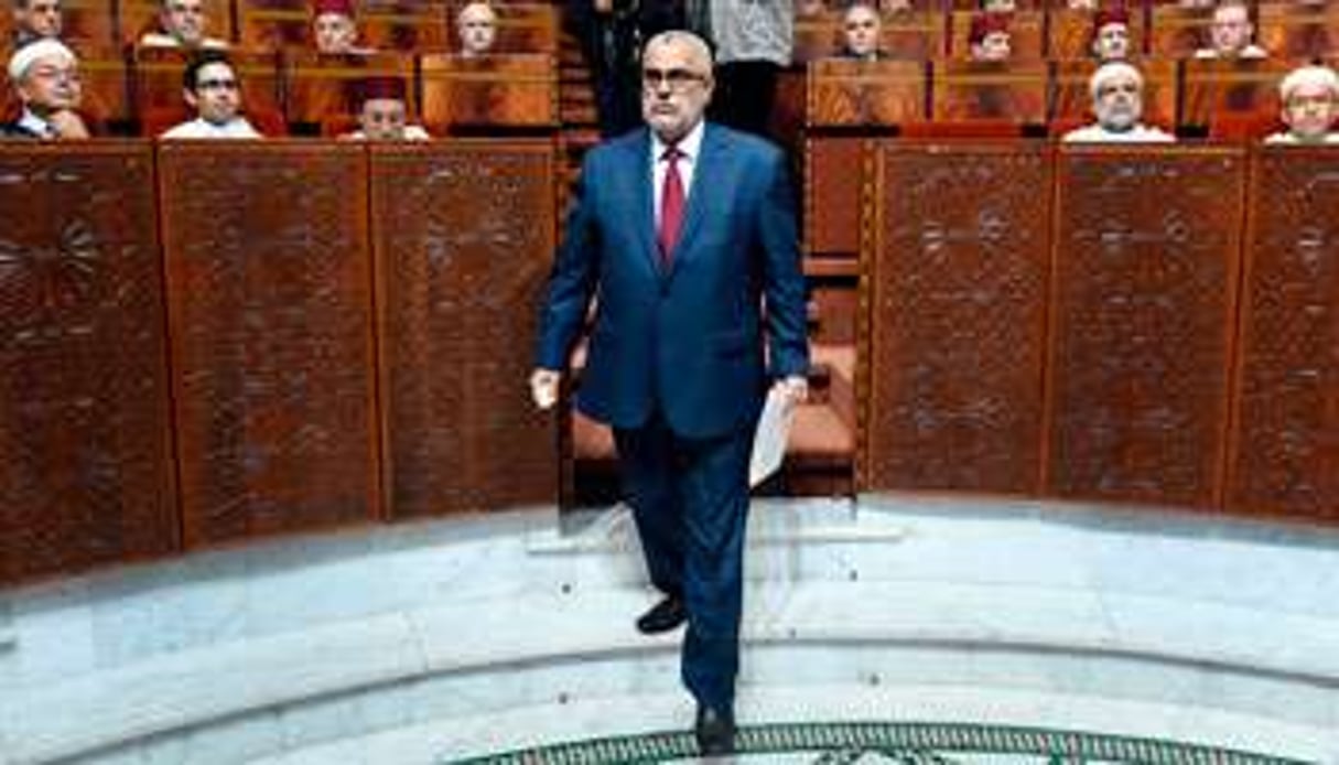Abdelilah Benkirane au Parlement en juillet. Au premier rang à droite : Abdellah Baha. © Fadel Senna/AFP