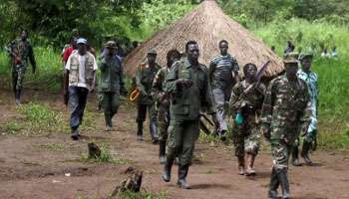 Des combattants de la LRA à Ri-Kwangba, au Soudan du Sud. © AFP