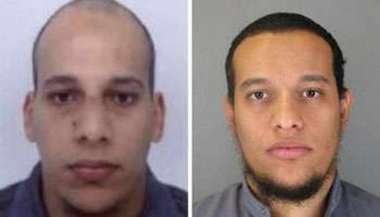 Photos, diffusées par la police à Paris, des suspects Cherif et son frère Saïd Kouachi. © DR