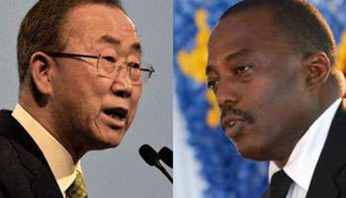 Ban Ki-moon et Joseph Kabila. © Montage JA/AFP