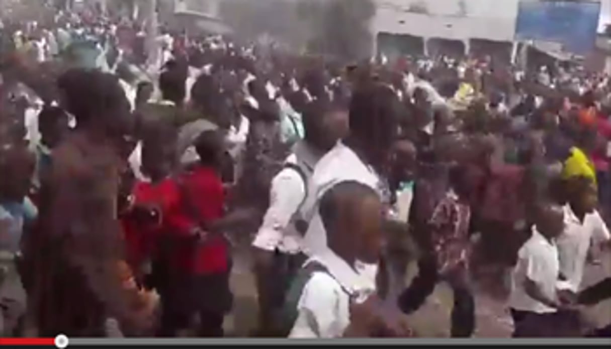 Deuxième journée consécutive de manifestation à Goma, le 22 janvier 2014. © Capture d’écran/Youtube