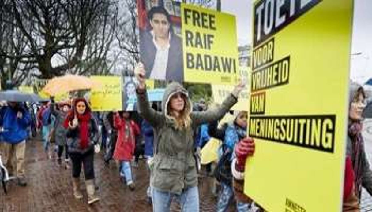 Manifestation devant l’ambassade d’Arabie Saoudite à la Hague, le 15 janvier. © AFP