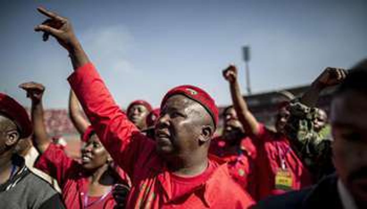Julius Malema, entouré de ses supporters, le 4 mai 2014 à Atteridgeville, près de Pretoria. © AFP