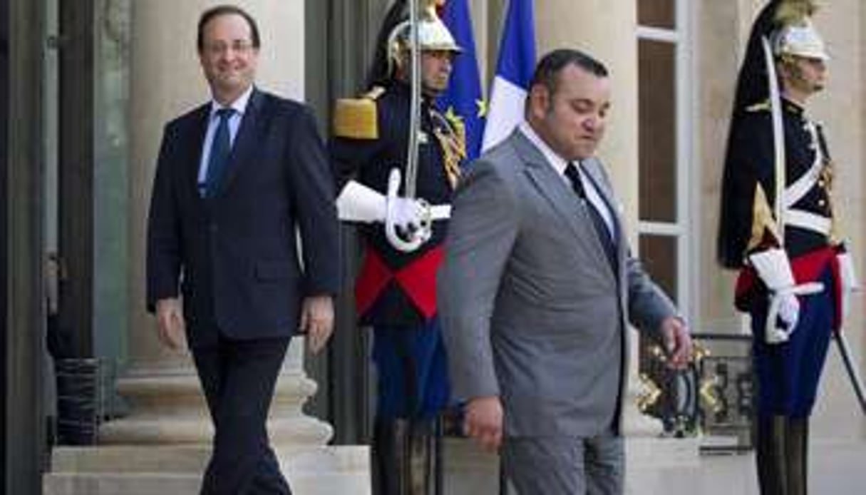 François Hollande et le roi du Maroc Mohammed VI, le 24 mai 2012 à l’Élysée. © Joel Saget / AFP