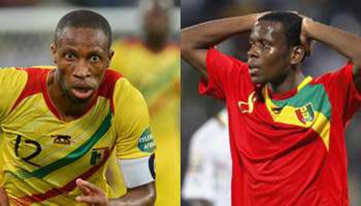 Seydou Keïta et Ibrahima Traoré, capitaines des Aigles du Mali et du Syli National de Guinée. © AFP/Montage J.A.