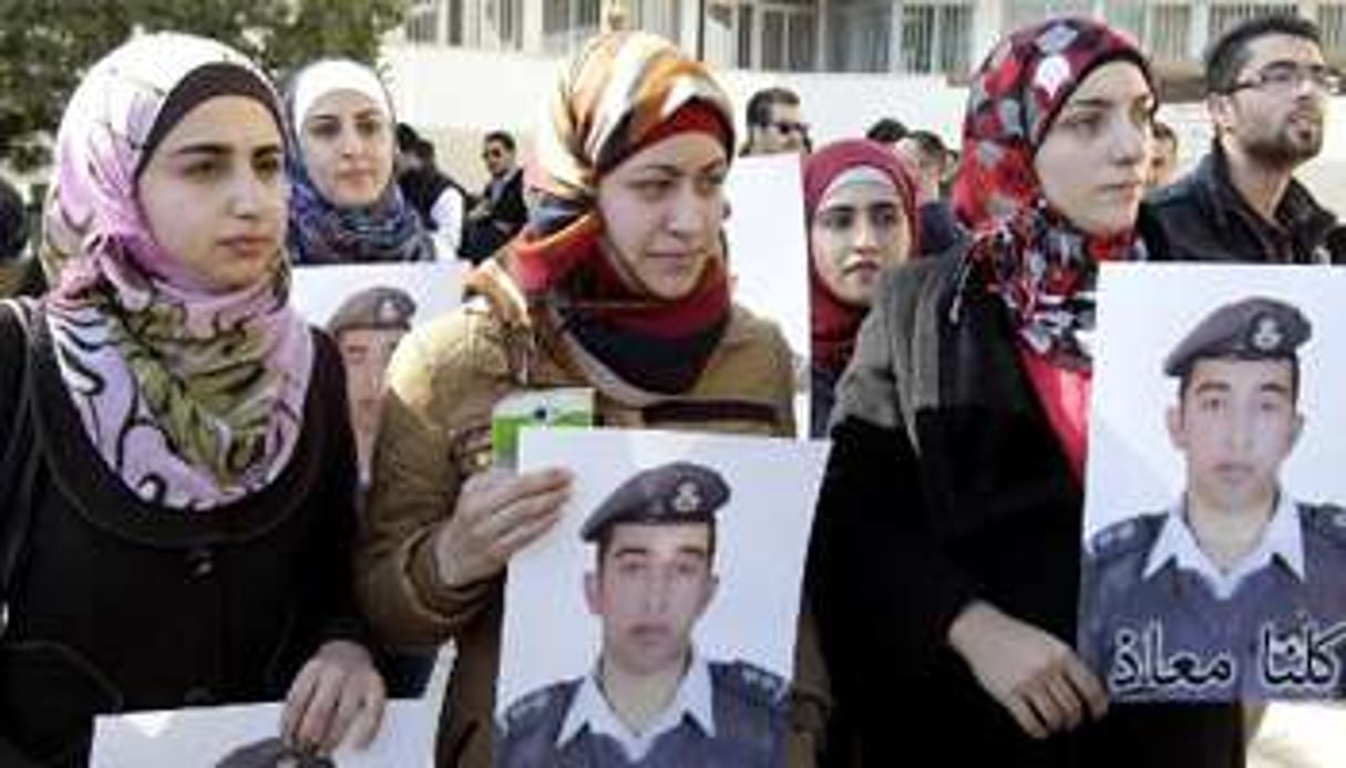 La femme du pilote jordanien otage du groupe État islamique, le 3 février 2015 à Amman. © AFP