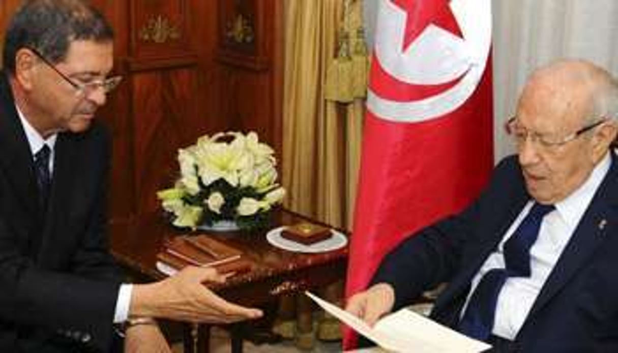Habib Essid et le président tunisien Béji Caïd Essebsi, le 23 janvier à Tunis. © Hassene Dridi/AP