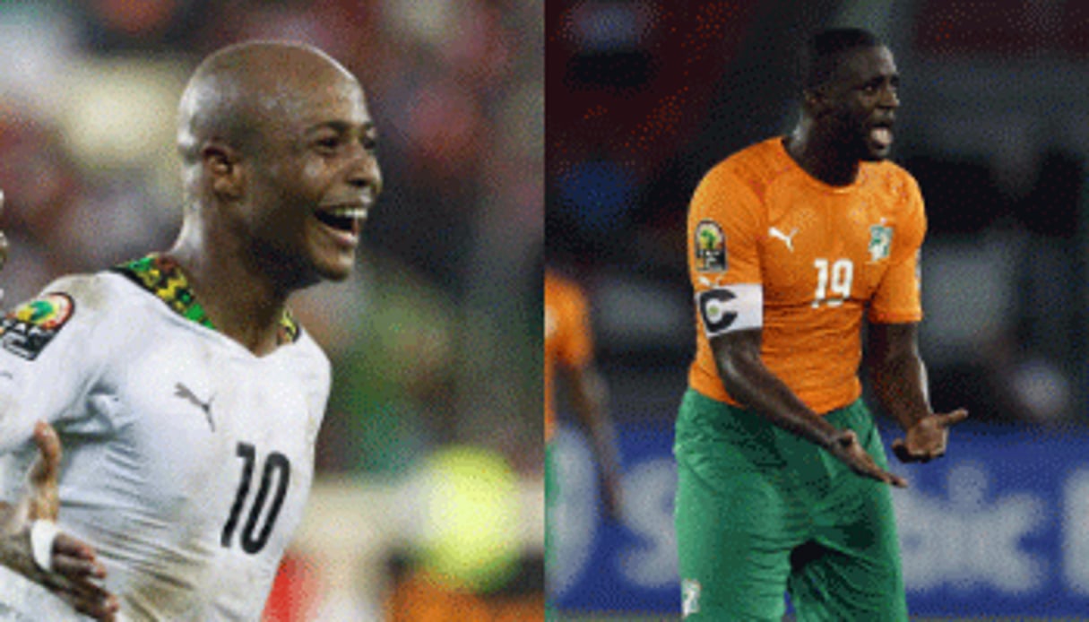 André Ayew (à gauche) et Yaya Touré (à droite). © DR/Montage J.A.