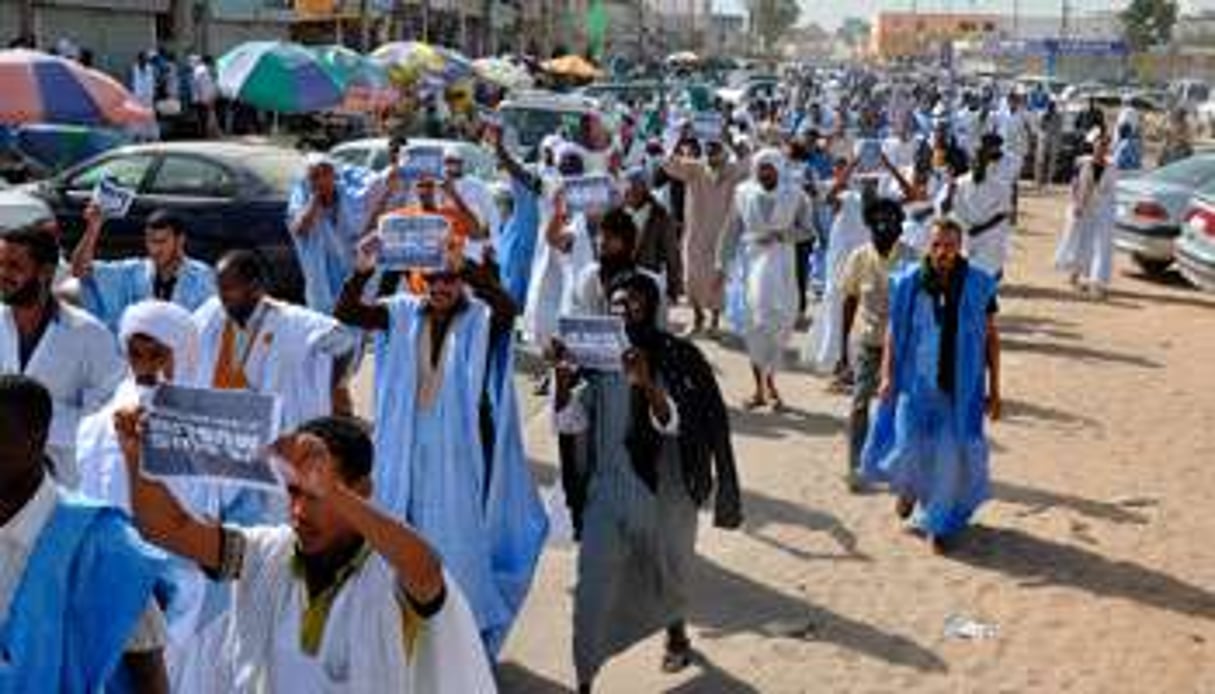 Manifestation contre les caricatures du Prophète, le 16 janvier, à Nouakchott. © Ahmed Ould Mohamed Ould Elhad/AFP