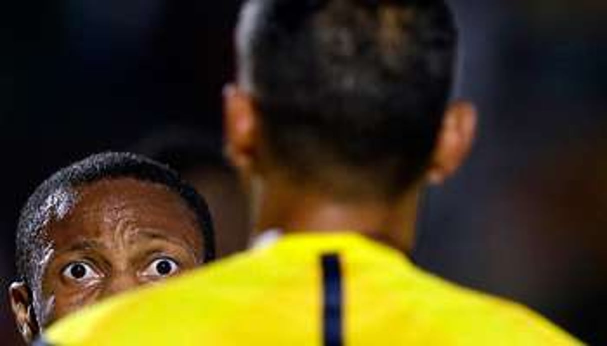 Seydou Keïta, capitaine malien, réagissant au penalty infligé à son équipe, le 28 janvier. © Themba Hadebe/AP Photo