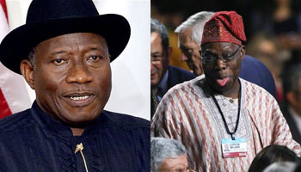 Goodluck Jonathan et Olusegun Obasanjo. © AFP