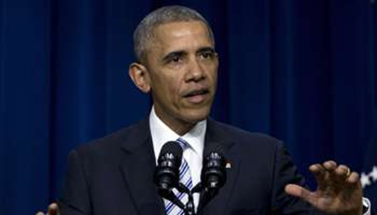 Barack Obama durant son allocution au sommet contre l’extrémisme à Washington, le 18 février 2015 © Carolyn Kaster/AP/SIPA