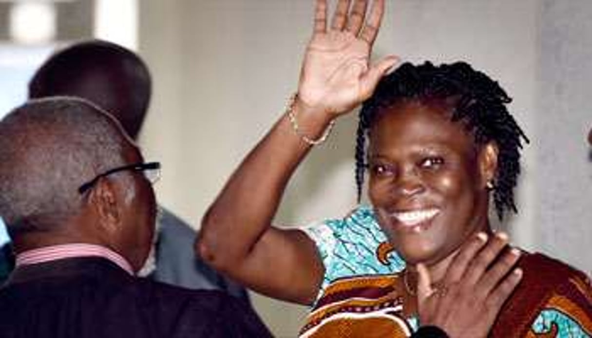 Simone Gbagbo à son arrivée au palais de justice d’Abidjan-Plateau, le 27 février. © Issouf Sanogo / AFP