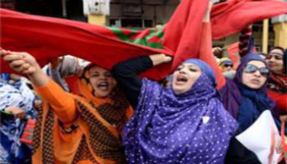 Des femmes marocaines participant à la manifestation du 8 mars. © Fadel Senna/AFP