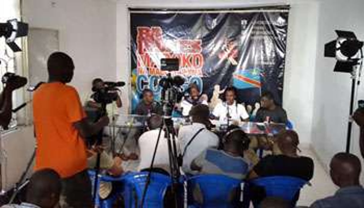 Conférence de presse du collectif Filimbi avec Y’en a marre et Balai citoyen, le 15 mars 2015. © DR