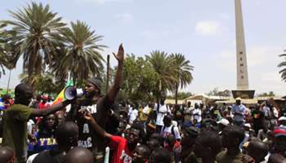 Le rappeur Thiat, un des leaders de Y’en a marre, le 23 juillet 2011 à Dakar. © Rebecca Blackwell/AP/SIPA