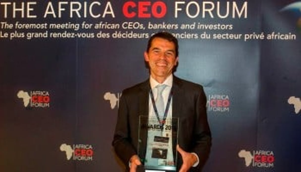 Pierre-André Térisse lors de la remise du prix de la ‘Compagnie internationale de l’année’ décerné à Danone durant l’Africa CEO Forum 2015. © Africa CEO Forum