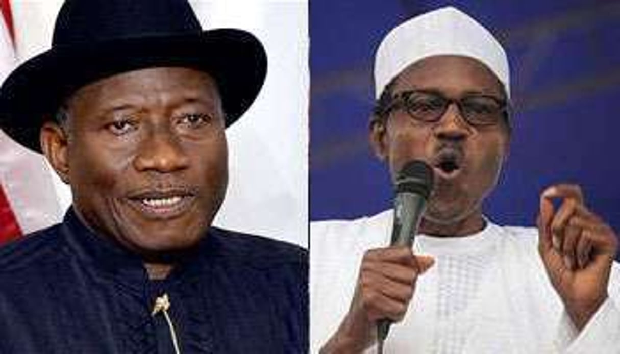 Goodluck Jonathan et Muhammadu Buhari. © Montage J.A/AFP