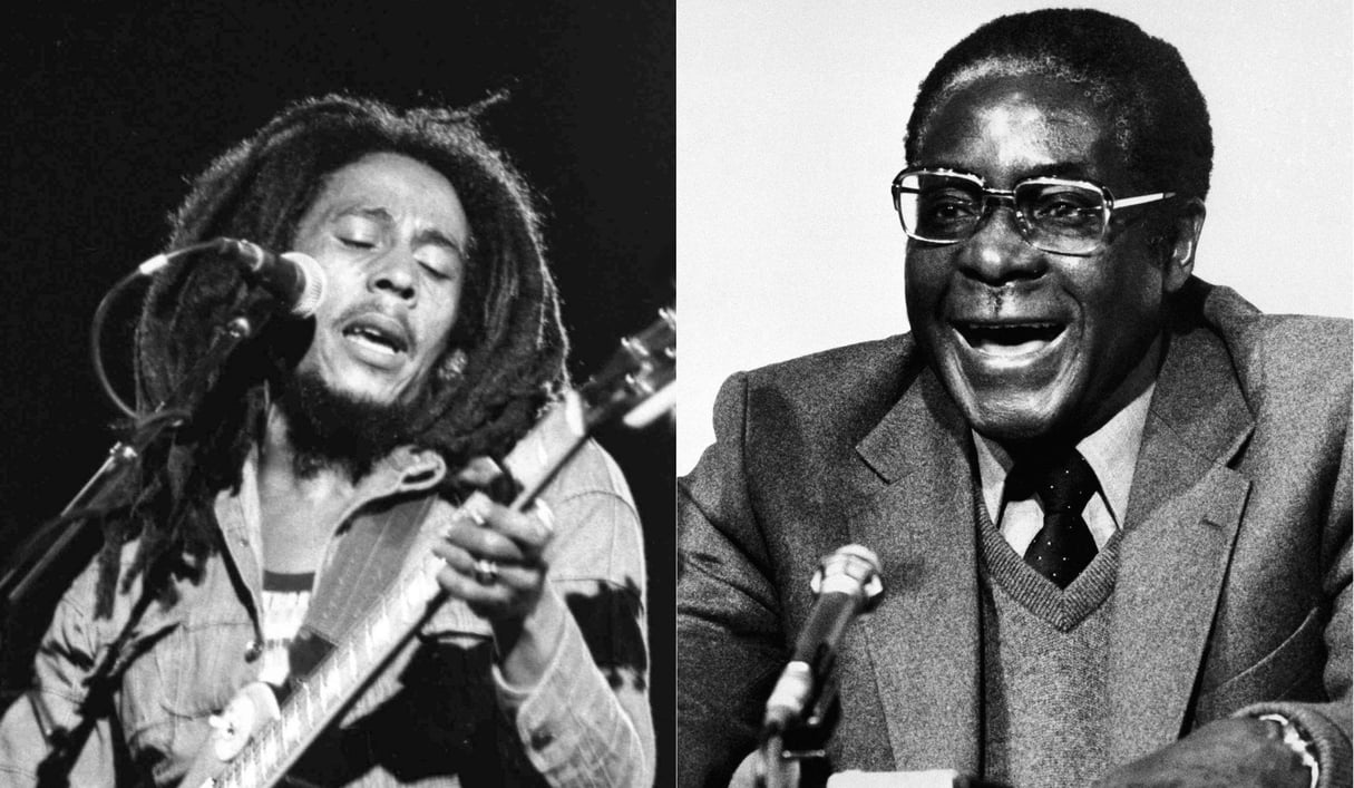 Bob Marley et Robert Mugabe. © Photomotaneg / Photos : AP/SIPA