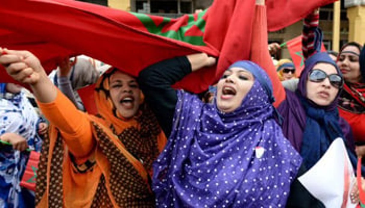 Des femmes marocaines manifestant pour la parité, en mars 2015, à Rabat. © Fadel Senna/AFP