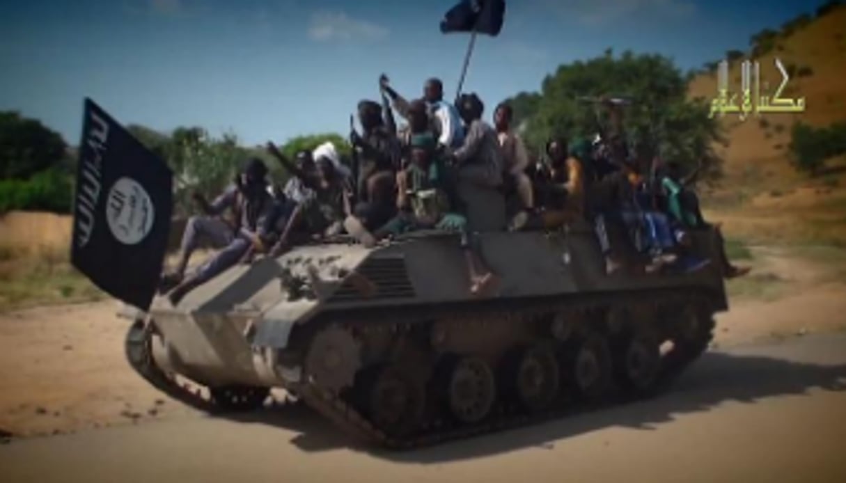 Capture d’écran d’une vidéo fournie par Boko haram montrant des combattants du groupe islamiste. © AFP