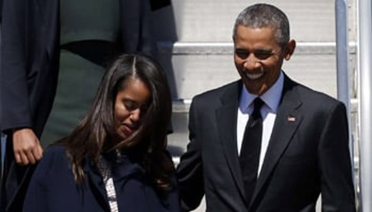 Barack Obama et l’une de ses deux filles, Malia, en mars 2015. © Butch Dill/AP/SIPA