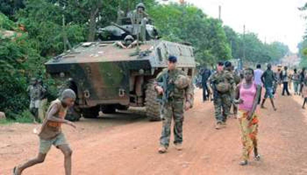 Soldats français de l’opération Sangaris le 2 mai 2015 à Bangui. © AFP