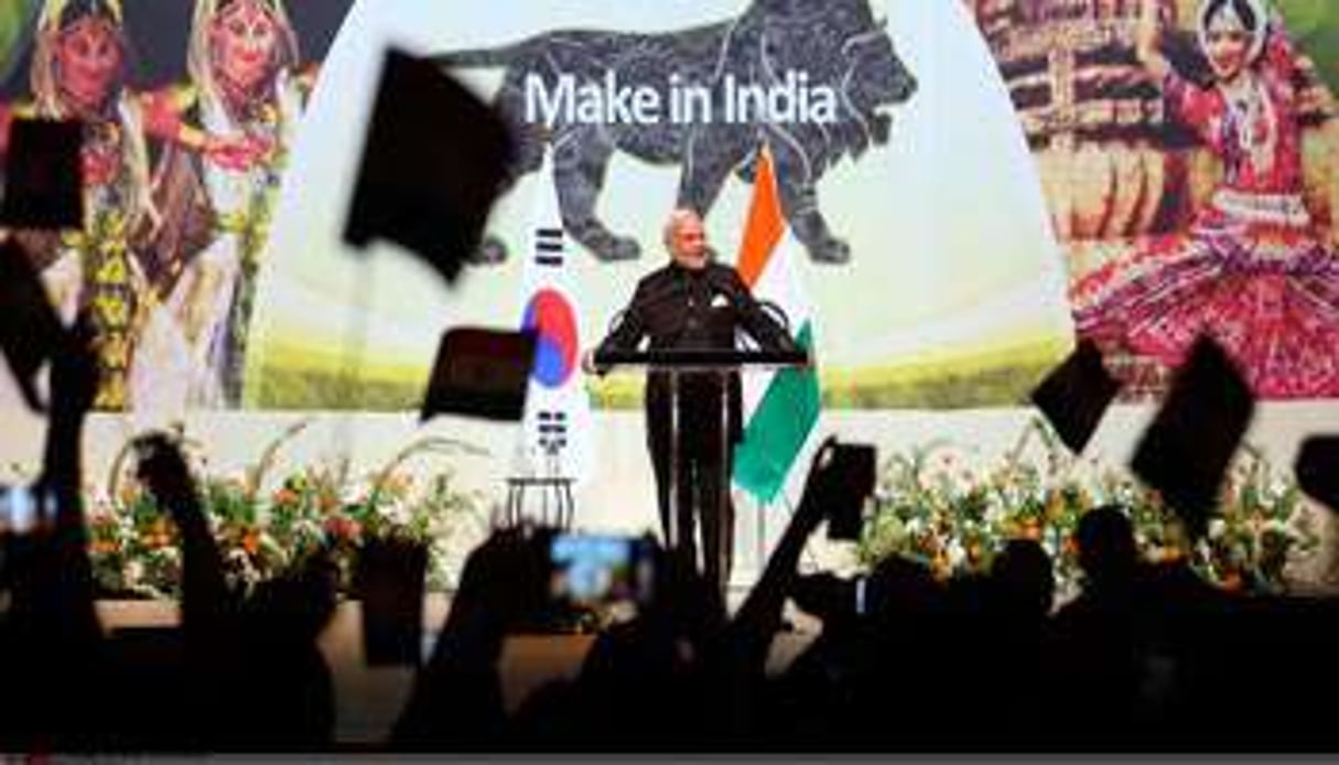 Le Premier ministre indien en visite à l’université Kyung Hee, à Séoul, le 18 mai. © Choi Jae-Koo/AP/SIPA