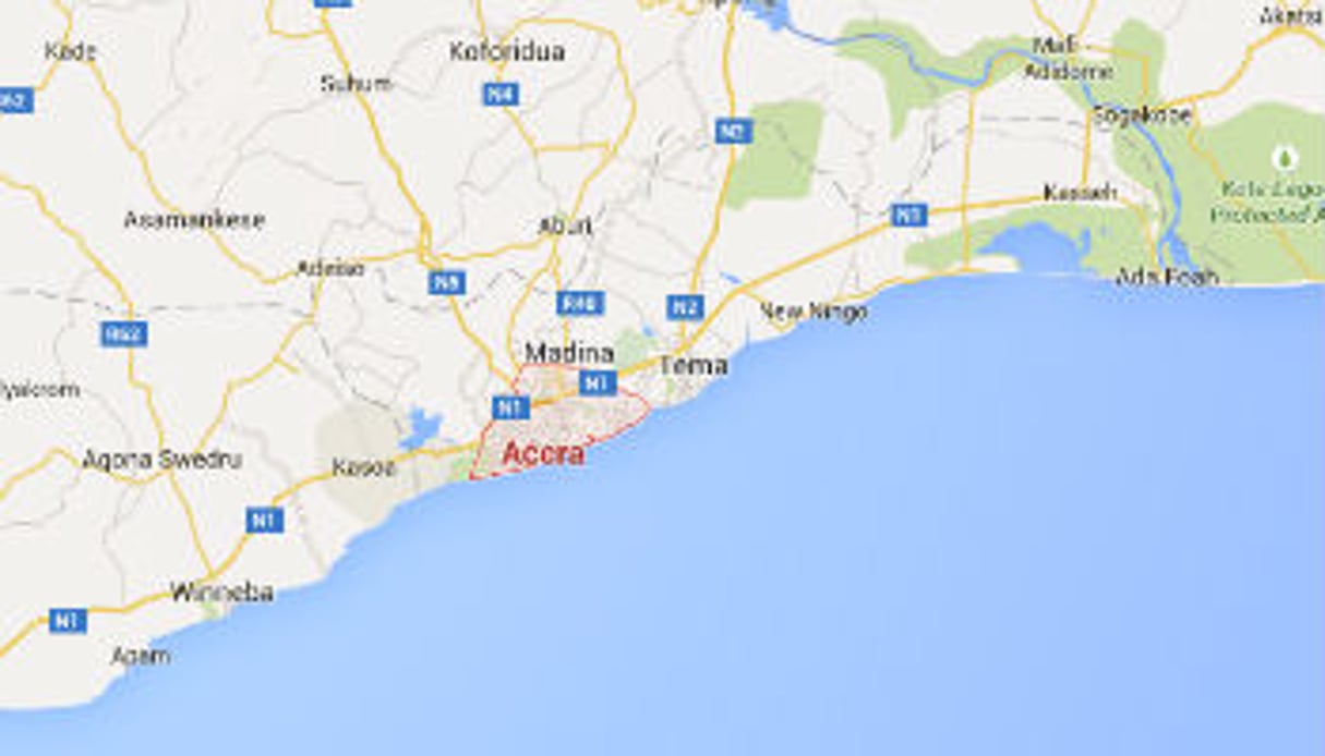 L’explosion a eu lieu à Accra © Maps