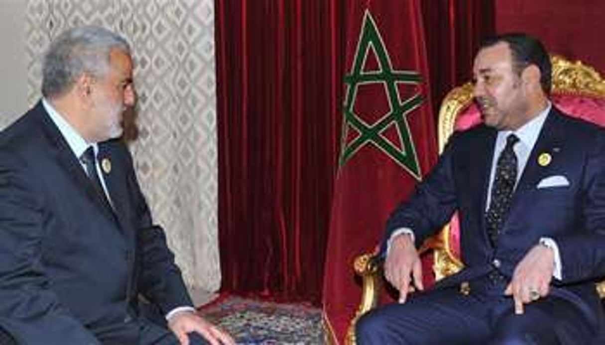 Abdelilah Benkirane et Mohammed VI. © Azzouz Boukallouch/Maroc