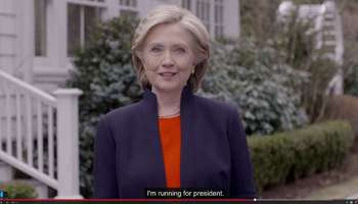 Capture d’écran de la vidéo de candidature de Hillary Clinton, diffusée le 12 avril. © AP/SIPA