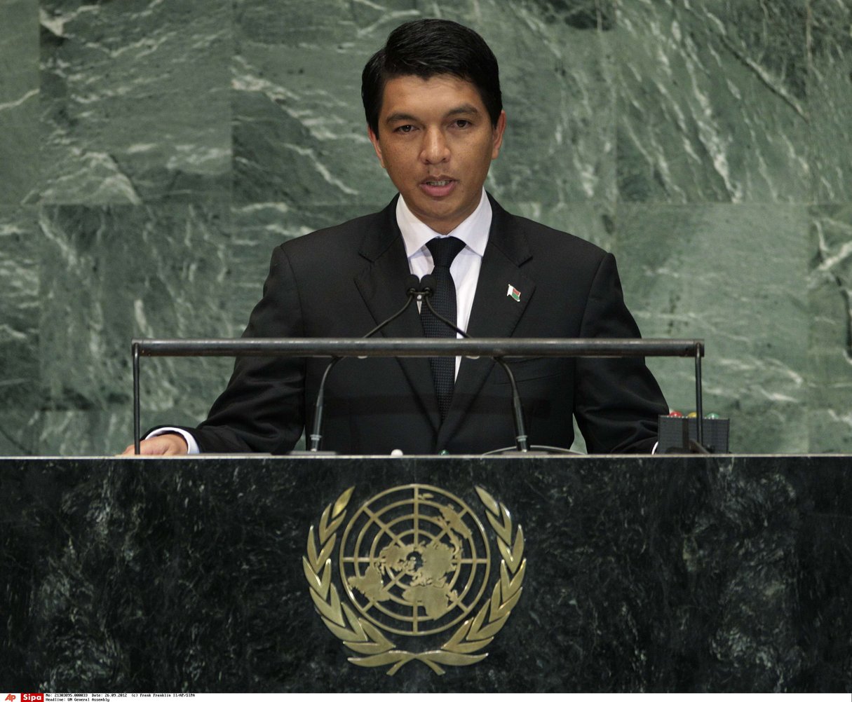 Andry Rajoelina, l’ancien président malgache, à l’ONU. © Frank Franklin II/AP/SIPA