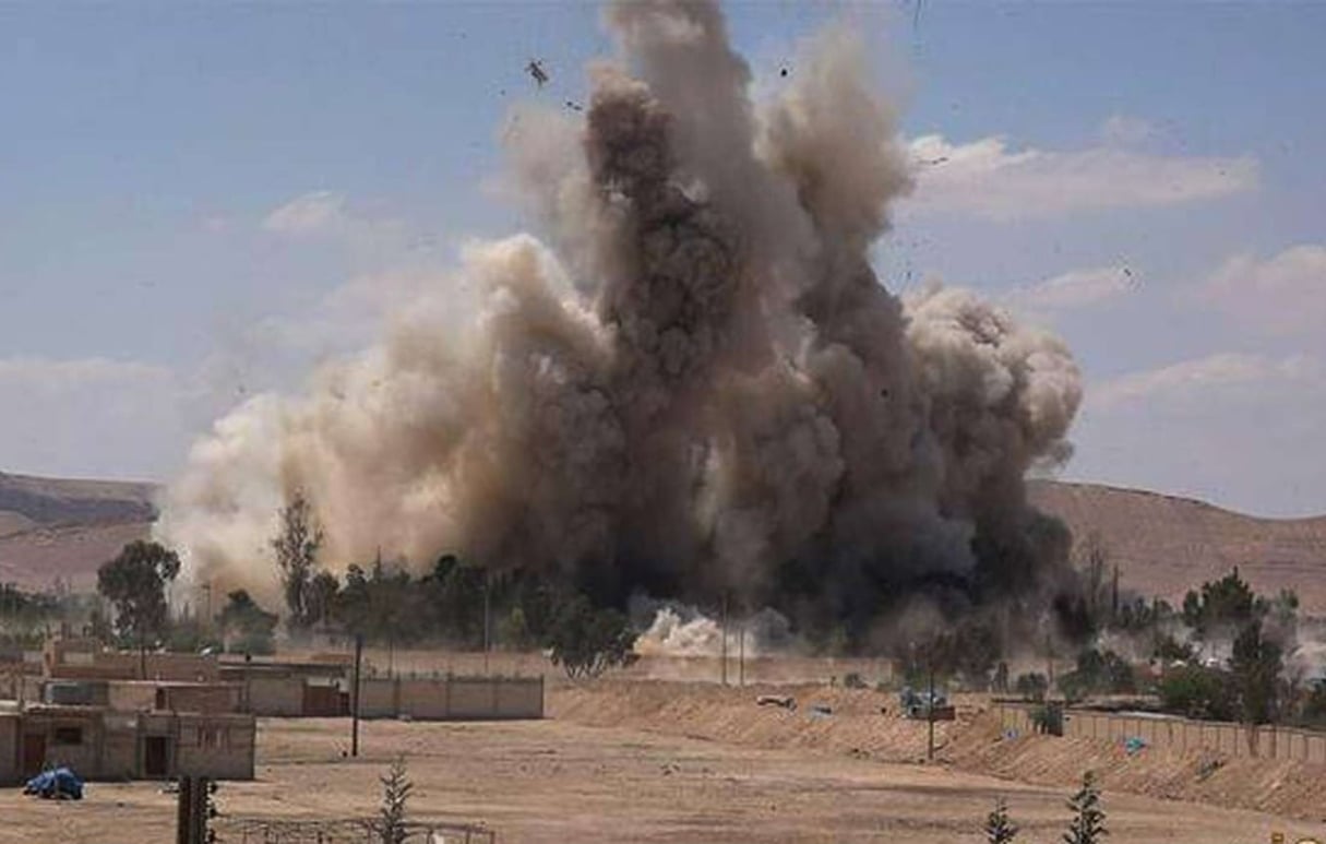 Destruction de la prison de Palmyre par l’État islamique, fin mai 2015. © Uncredited/AP/SIPA