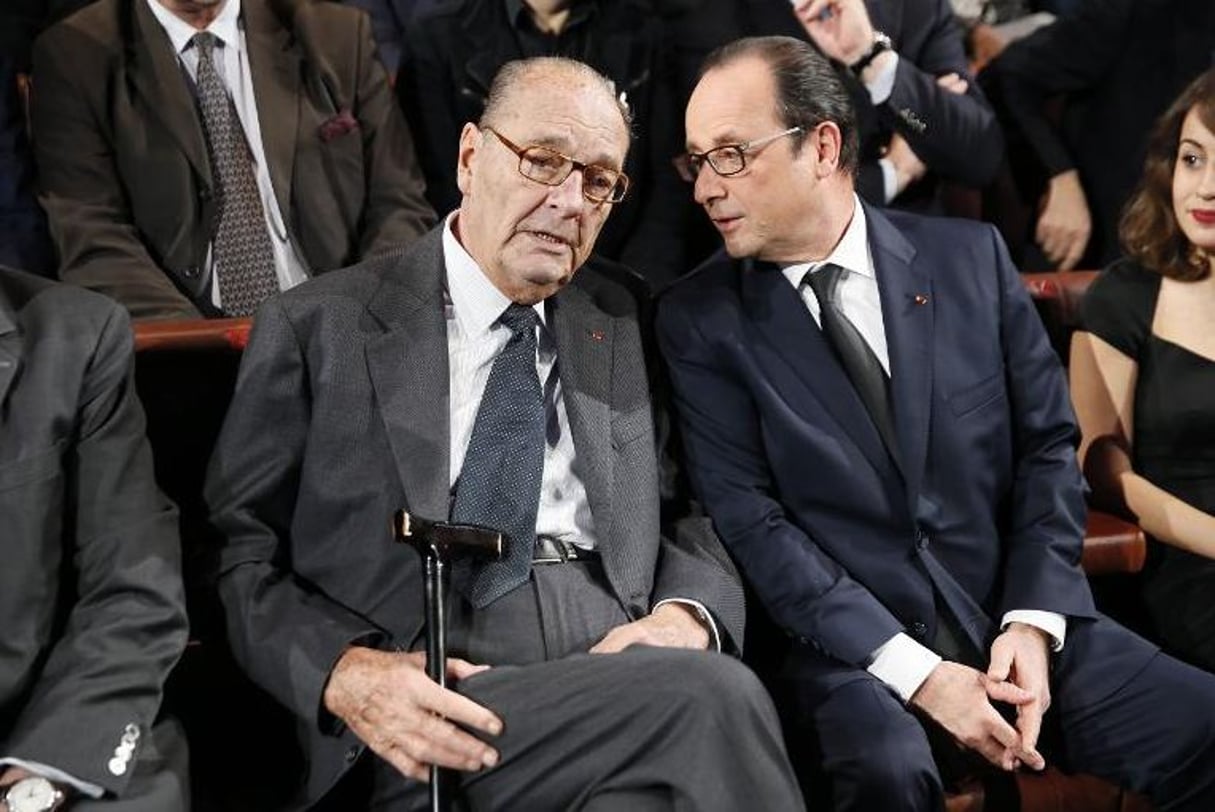 L’ancien président de la Républiuqe Jacques Chirac et l’actuel président François Hollande, le 21 novembre 2014. © AFP/Patrick Kovarik