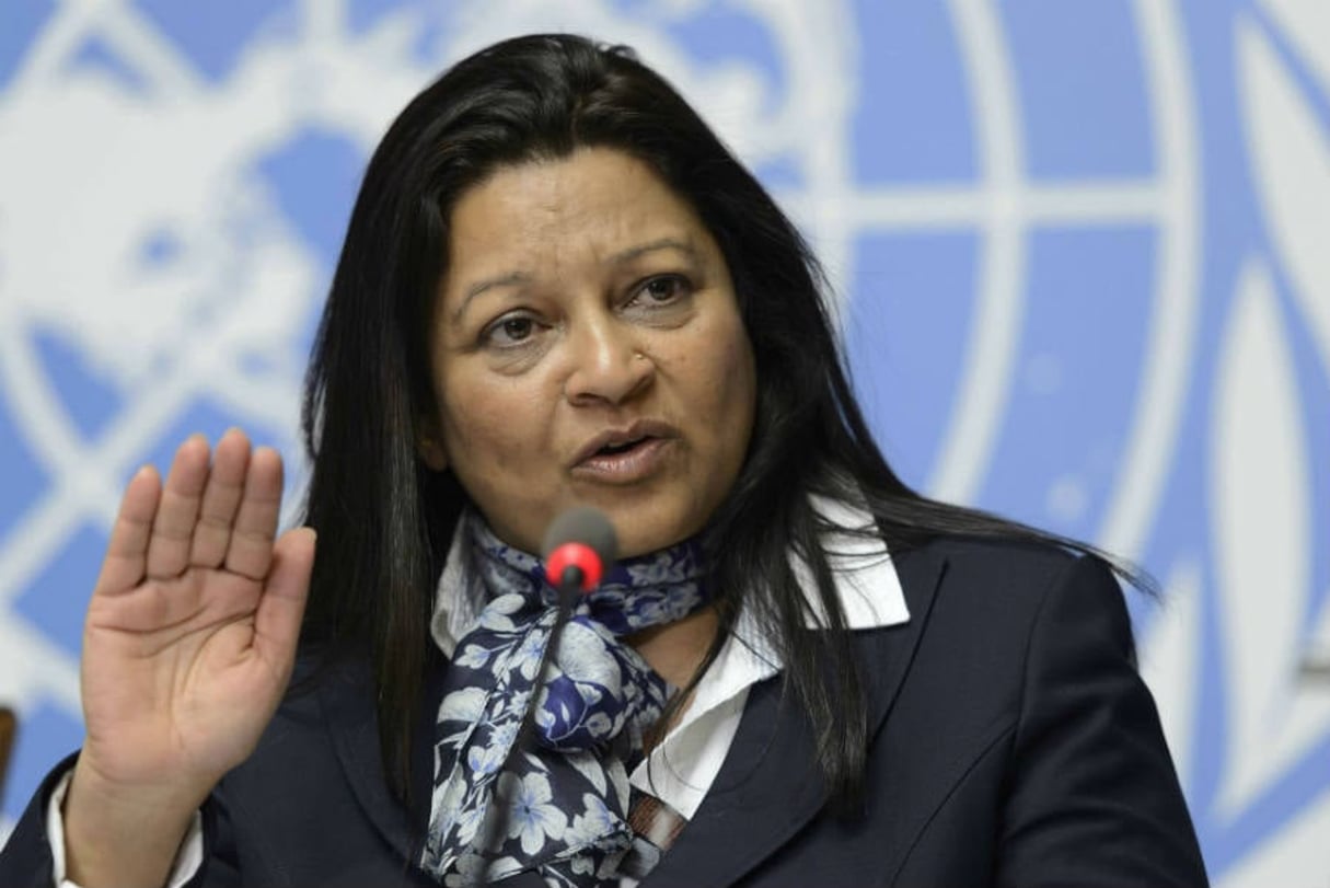 Sheila B. Keetharuth, membre de la Commission d’enquête sur les droits humains en Érythrée, 24 juin 2015 à Genève. © Martial Trezzini/AP/SIPA