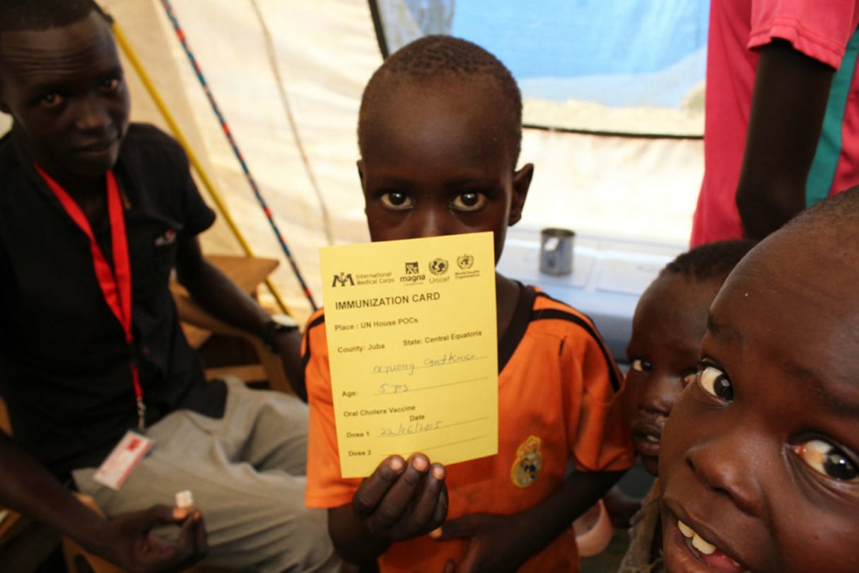 Campagne de vaccination dans le site de protection des civils à Juba. © Unicef