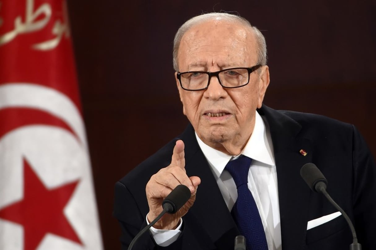Le président tunisien Béji Caïd Essebsi lors d’un discours, à Tunis, le 20 mars 2015. © Fethi Belaid/AFP