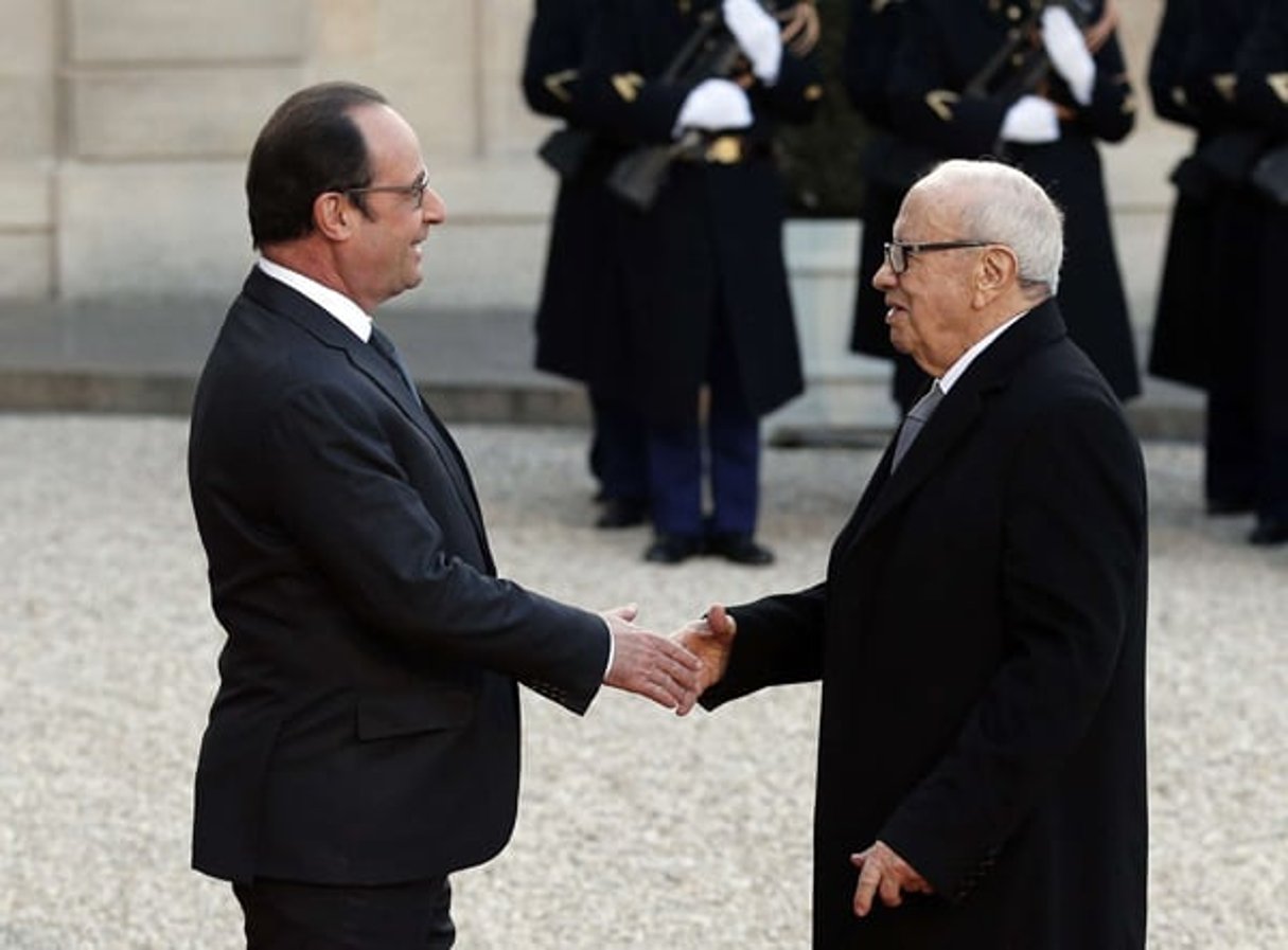 François Hollande et Béji Caïd Essebsi, le 7 avril 2015 à Paris. © Christophe Ena/AP/SIPA