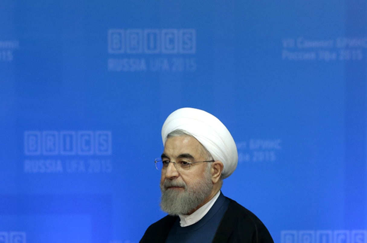 Hassan Rouhani, lors du sommet des BRICS le 9 juillet 2015, à Ufa (Russie). © Ivan Sekretarev/AP/SIPA