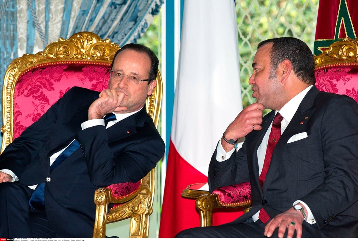 Mohammed VI et François Hollande, à Casablanca, en avril 2013. © NIVIERE/SIPA