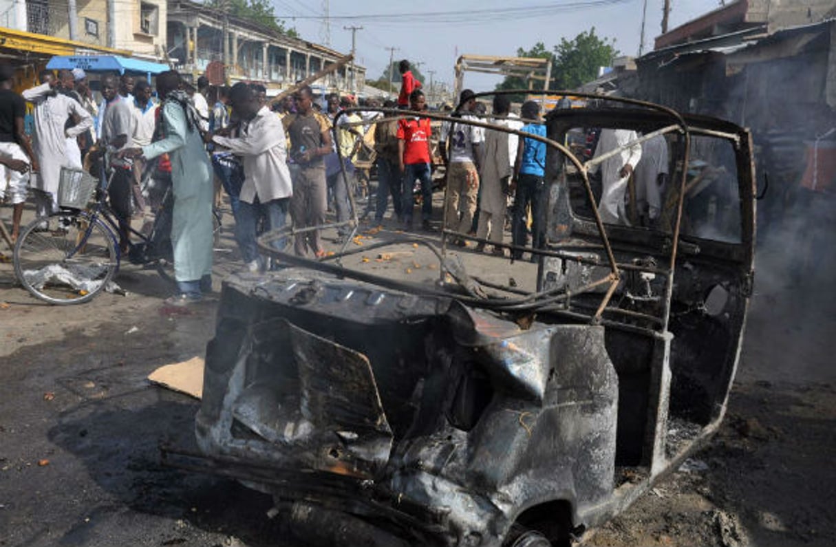 Explosion d’un véhicule au marché central de Maiduguri au Nigeria. Photo d’illustration. © Jossy Ola/AP/SIPA