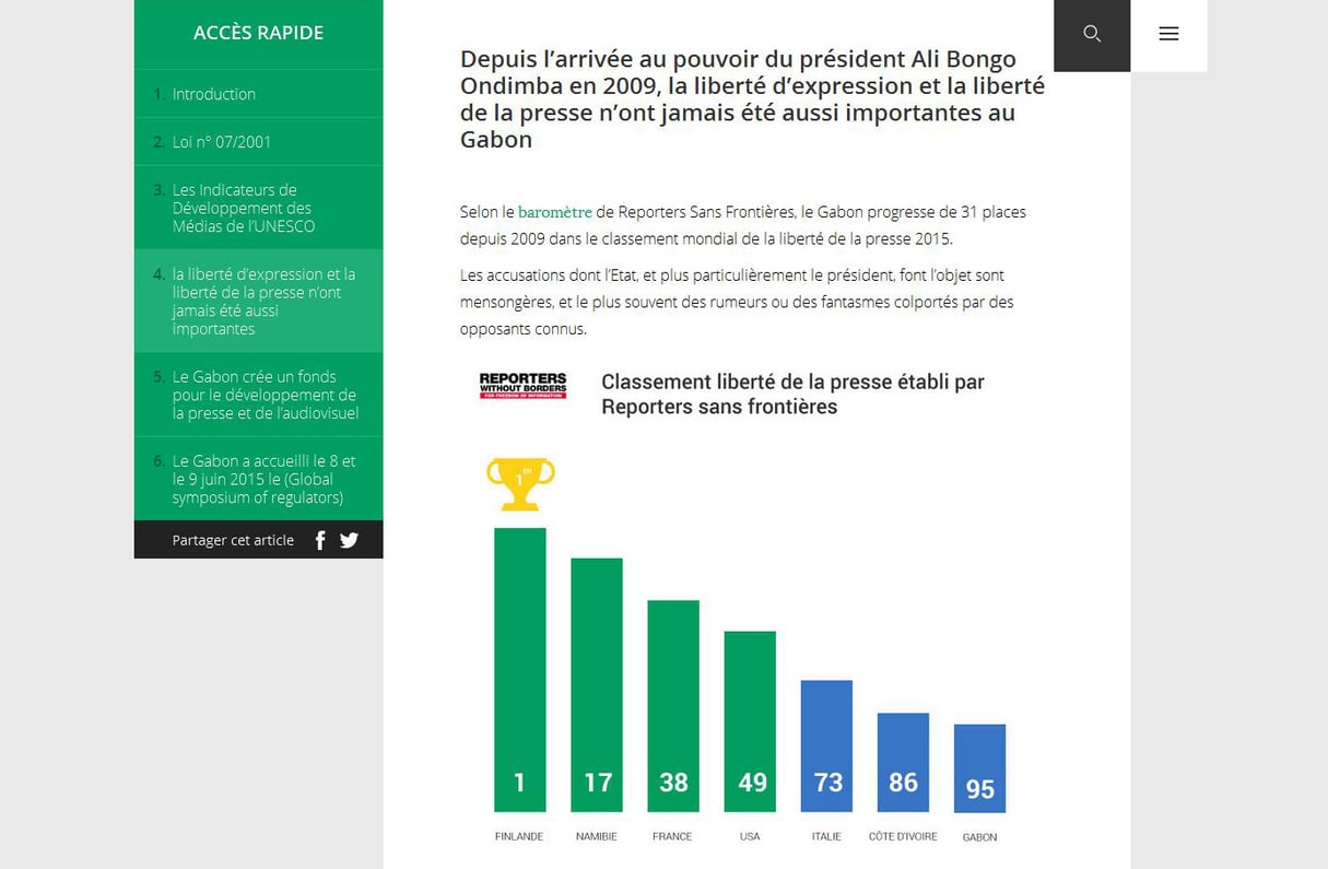 Le site stop Kongossa utilise des infogrpahies &copy; Le site gabonnais Stop-Kongossa utilise des infographies et d&rsquo;autres armes du web pour « rectifier la vérité » / Capture d&rsquo;écran