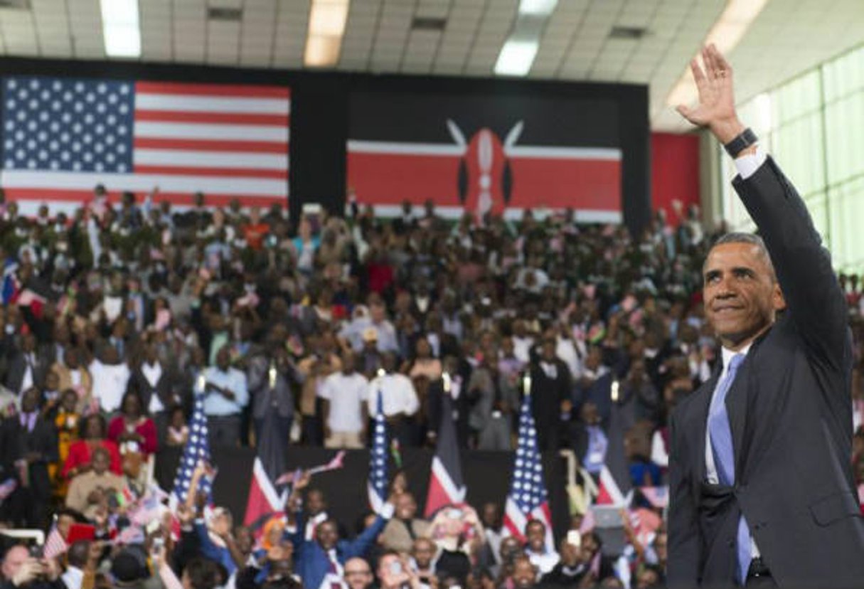 Le président Barack Obama lors d’un discours dans un complexe sportif de la capitale Nairobi, le 26 juillet 2015. © Carl de Souza/AFP